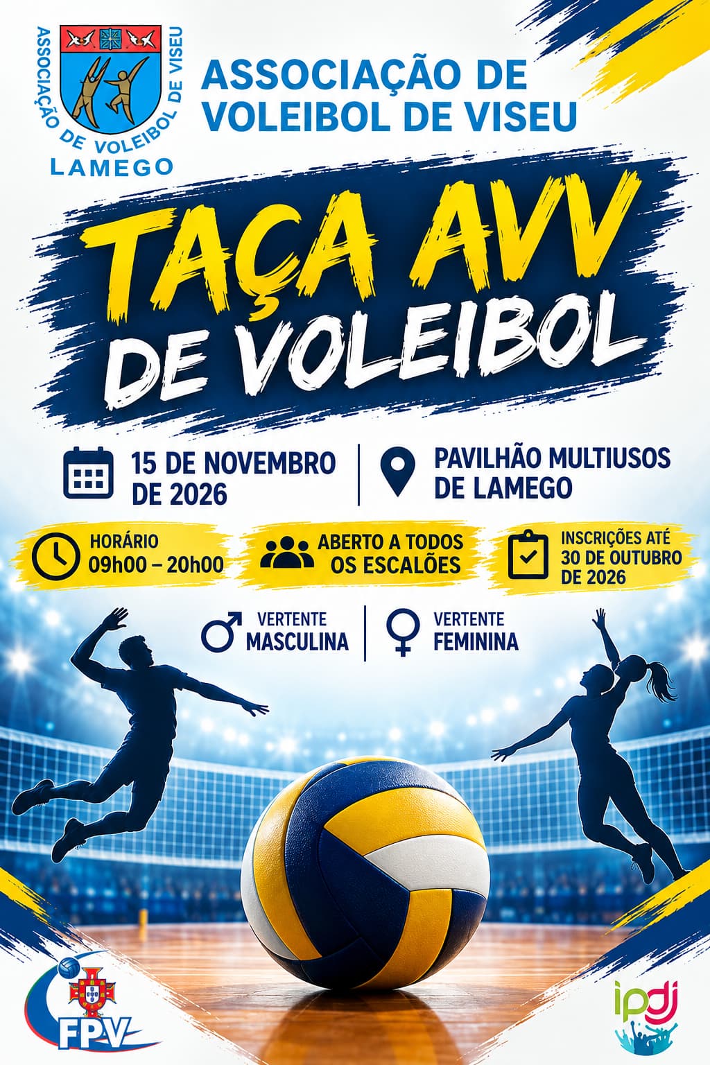 Voleibol Feminino e Masculino em competição na edição de 2026 da Taça AVV.